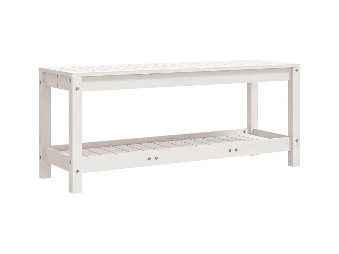 Panca da giardino bianca 108x35x45 cm in legno massello di pino