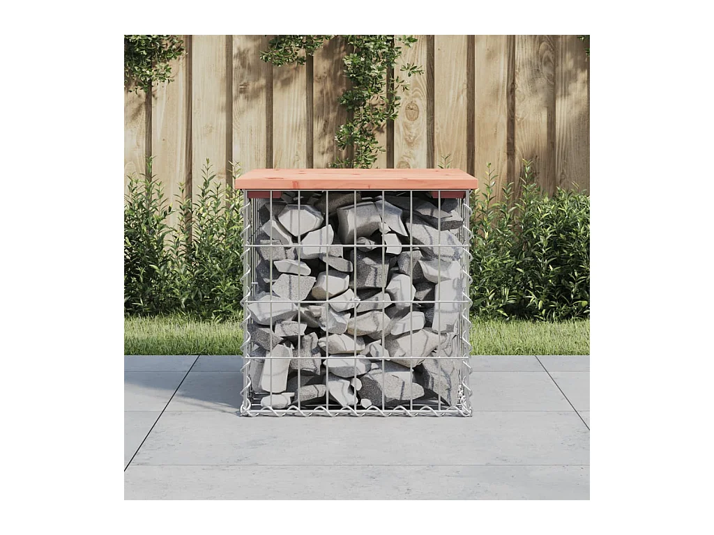 Banco de jardín de diseño gavión 43x44x42 cm madera maciza de abeto Douglas