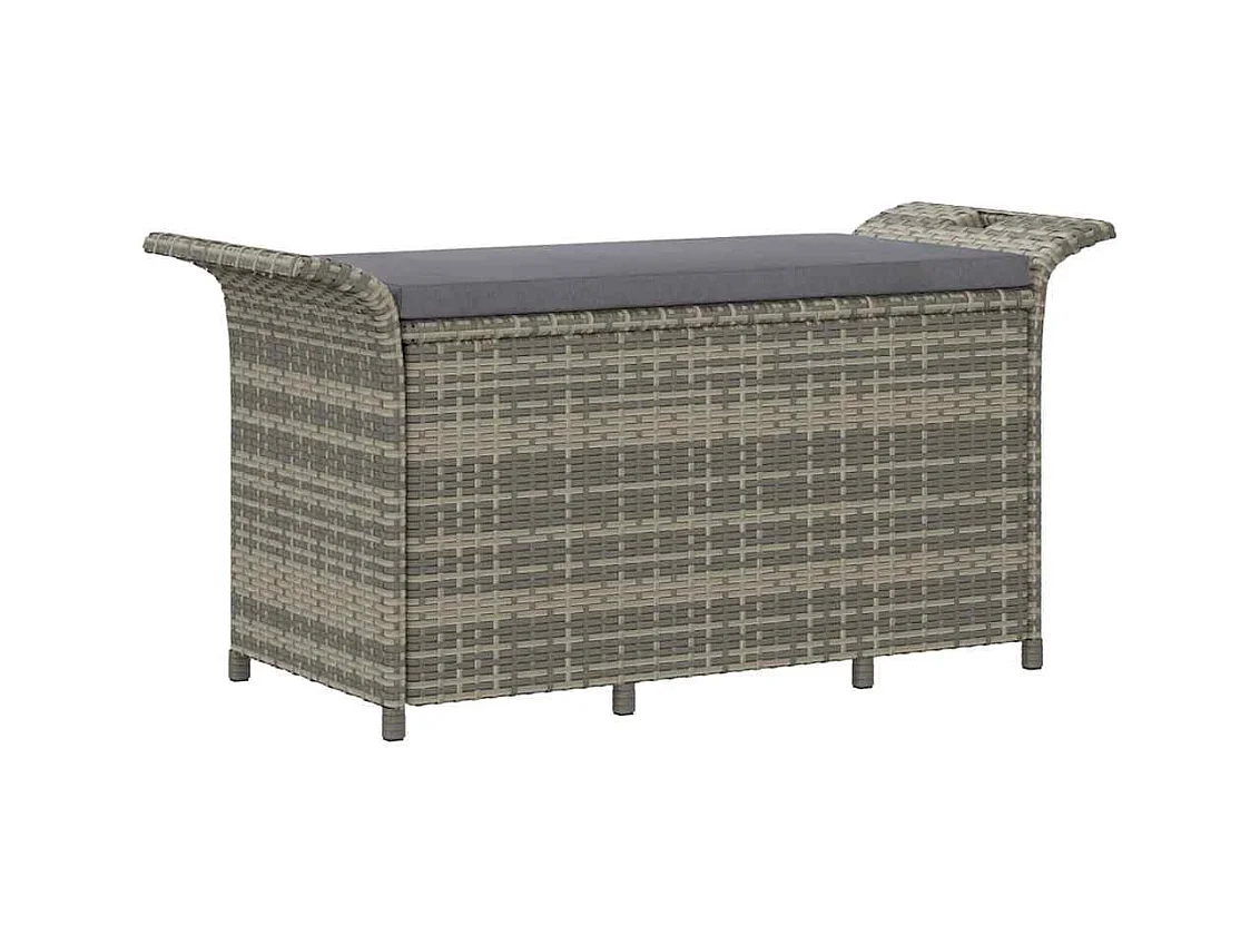Panca da giardino con cuscino grigio 116x46x57 cm in resina intrecciata