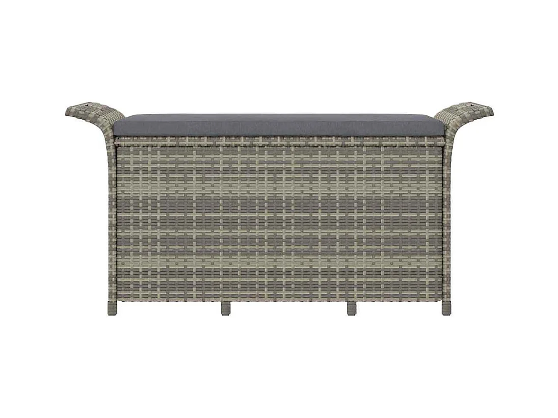 Panca da giardino con cuscino grigio 116x46x57 cm in resina intrecciata