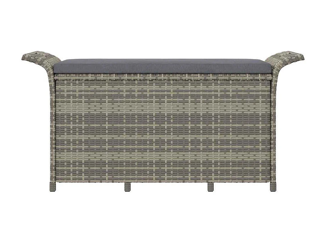 Panca da giardino con cuscino grigio 116x46x57 cm in resina intrecciata