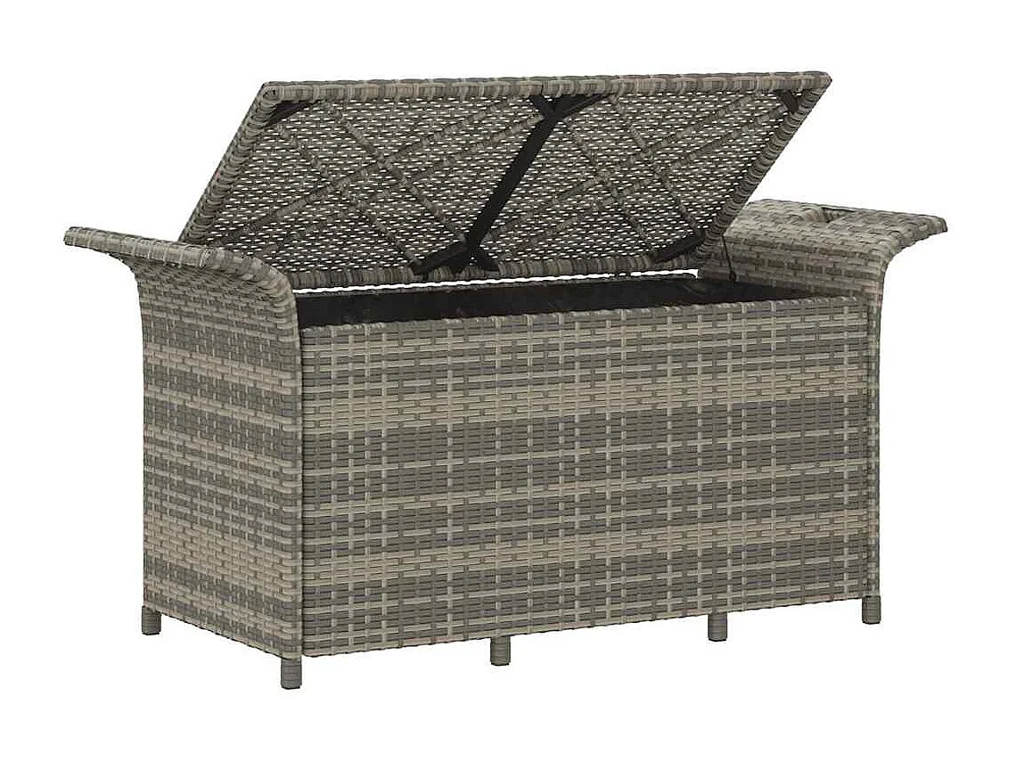 Panca da giardino con cuscino grigio 116x46x57 cm in resina intrecciata