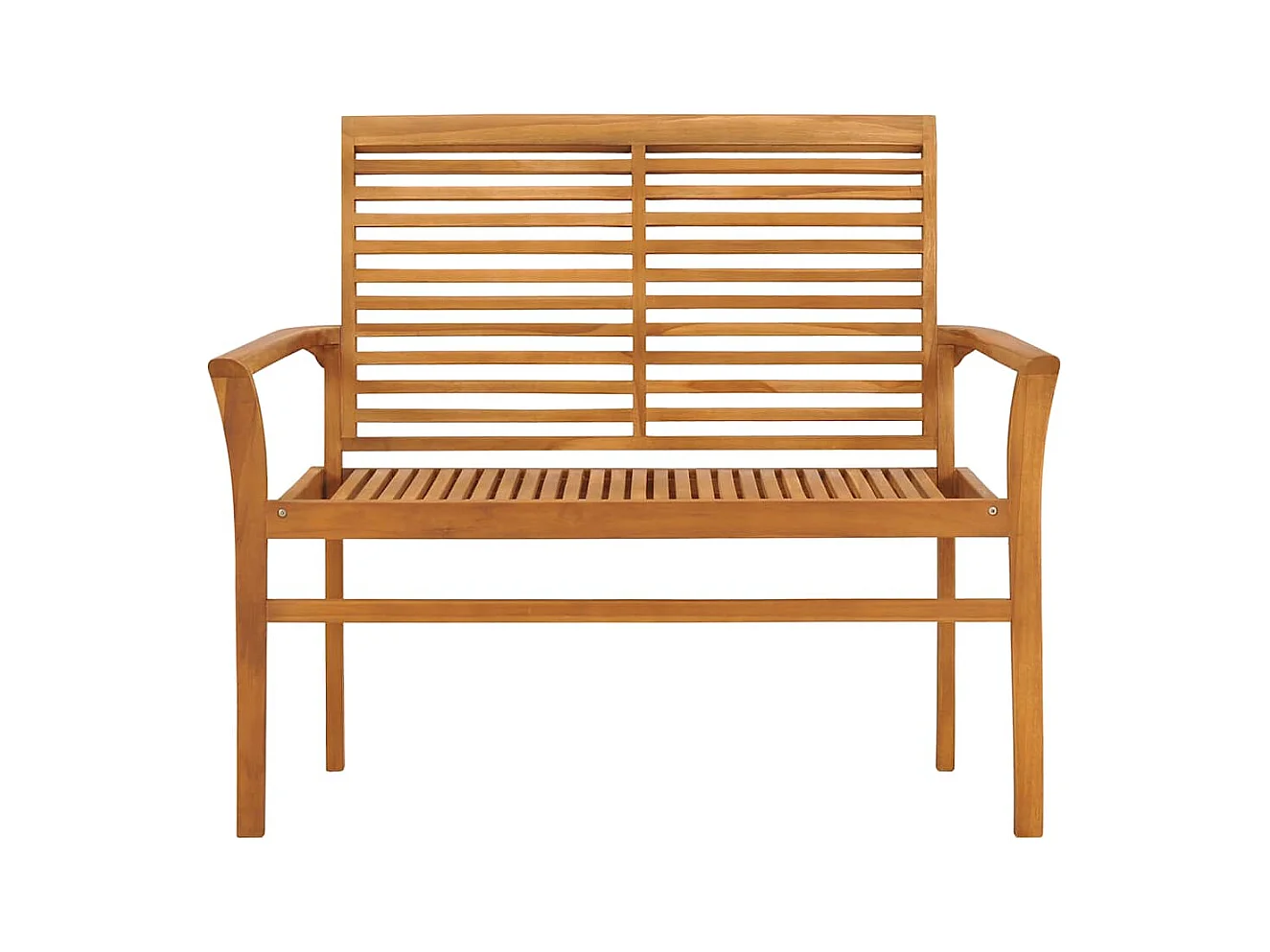 Banco de jardín con cojín rojo burdeos 112 cm Teca maciza