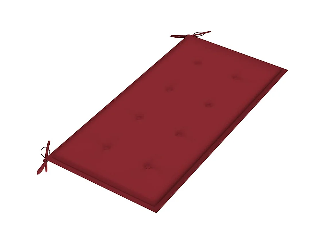 Banco de jardín con cojín rojo burdeos 112 cm Teca maciza