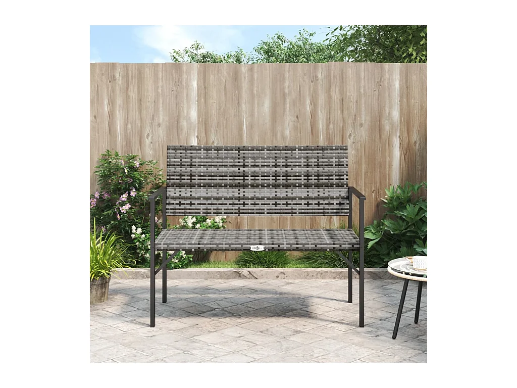 Banco de jardín de 2 plazas en resina trenzada gris