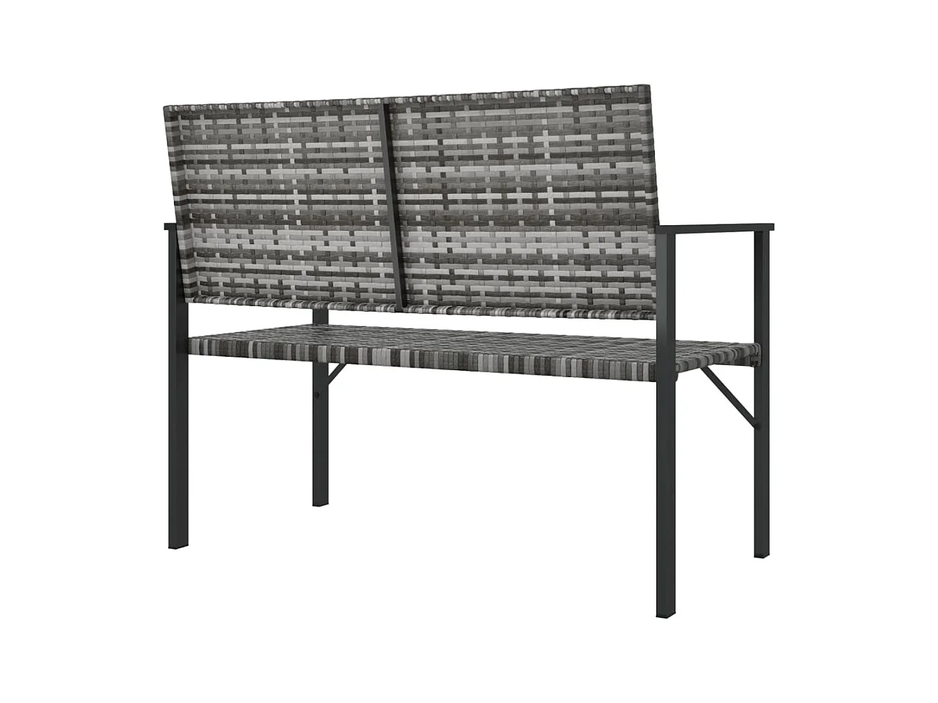 Banco de jardín de 2 plazas en resina trenzada gris