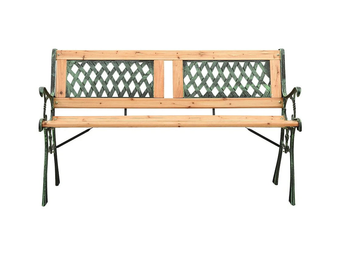 Banco de jardín de 122 cm de hierro fundido y madera maciza de abeto.