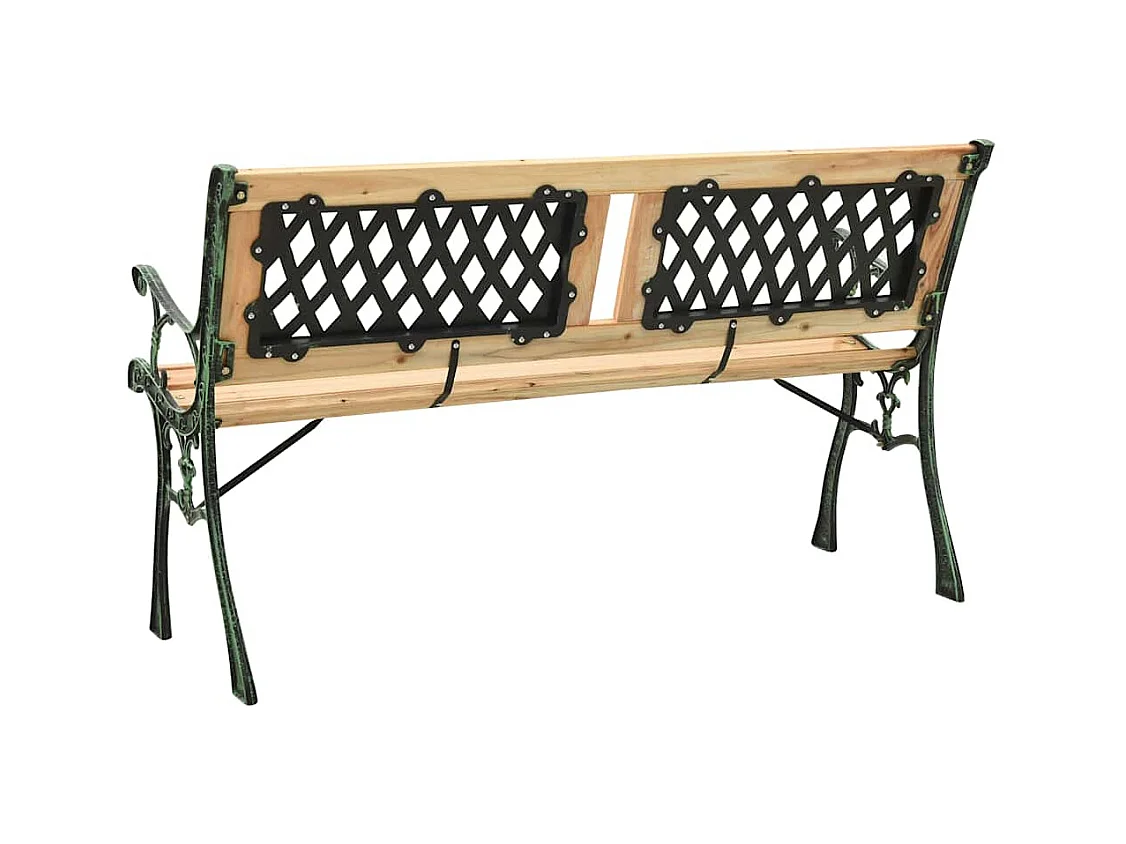 Banco de jardín de 122 cm de hierro fundido y madera maciza de abeto.