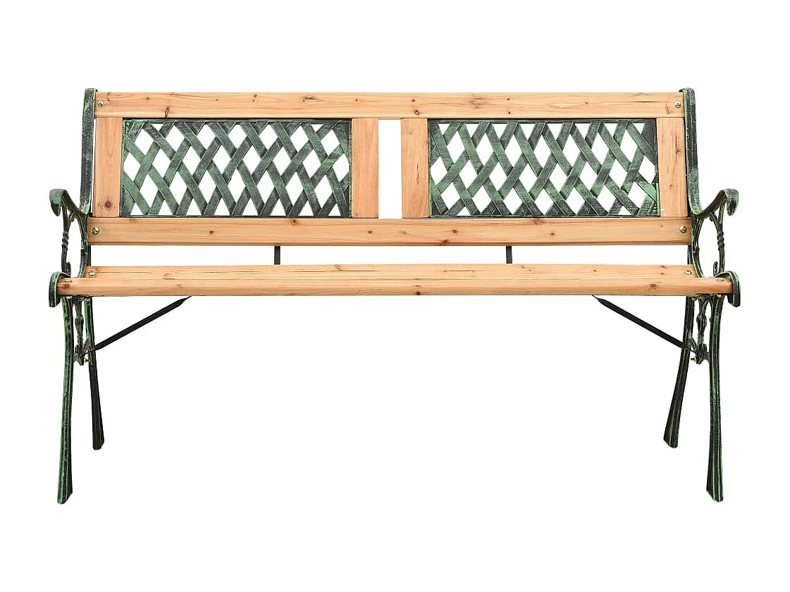 Banco de jardín de 122 cm de hierro fundido y madera maciza de abeto.