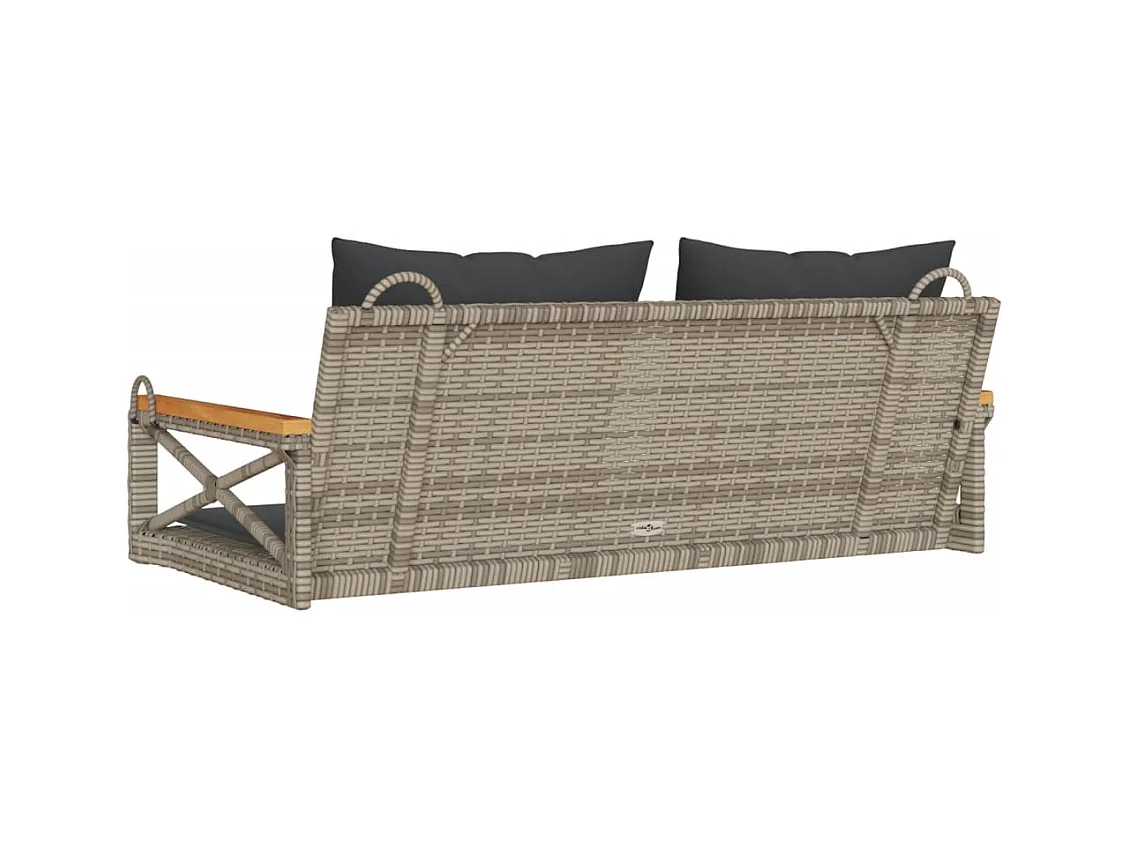 Asiento de columpio con cojines grises 109x62x40 cm resina tejida