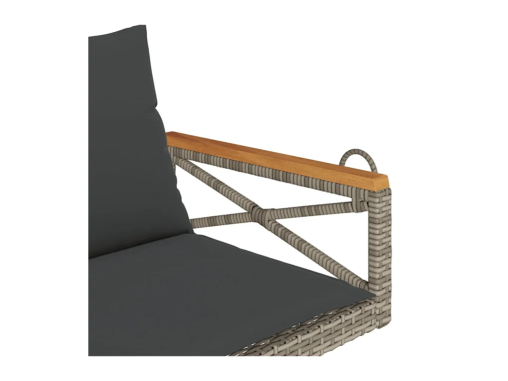 Asiento de columpio con cojines grises 109x62x40 cm resina tejida