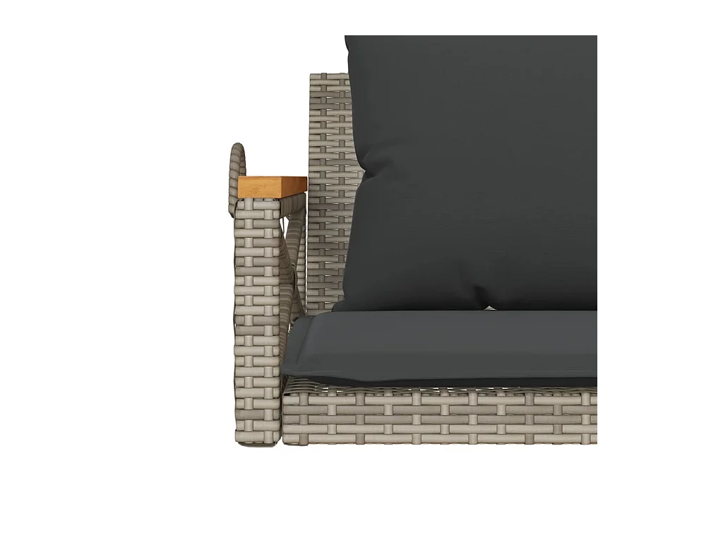 Asiento de columpio con cojines grises 109x62x40 cm resina tejida