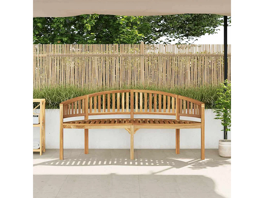 Banco de jardín en forma de plátano de 180 cm de madera maciza de teca