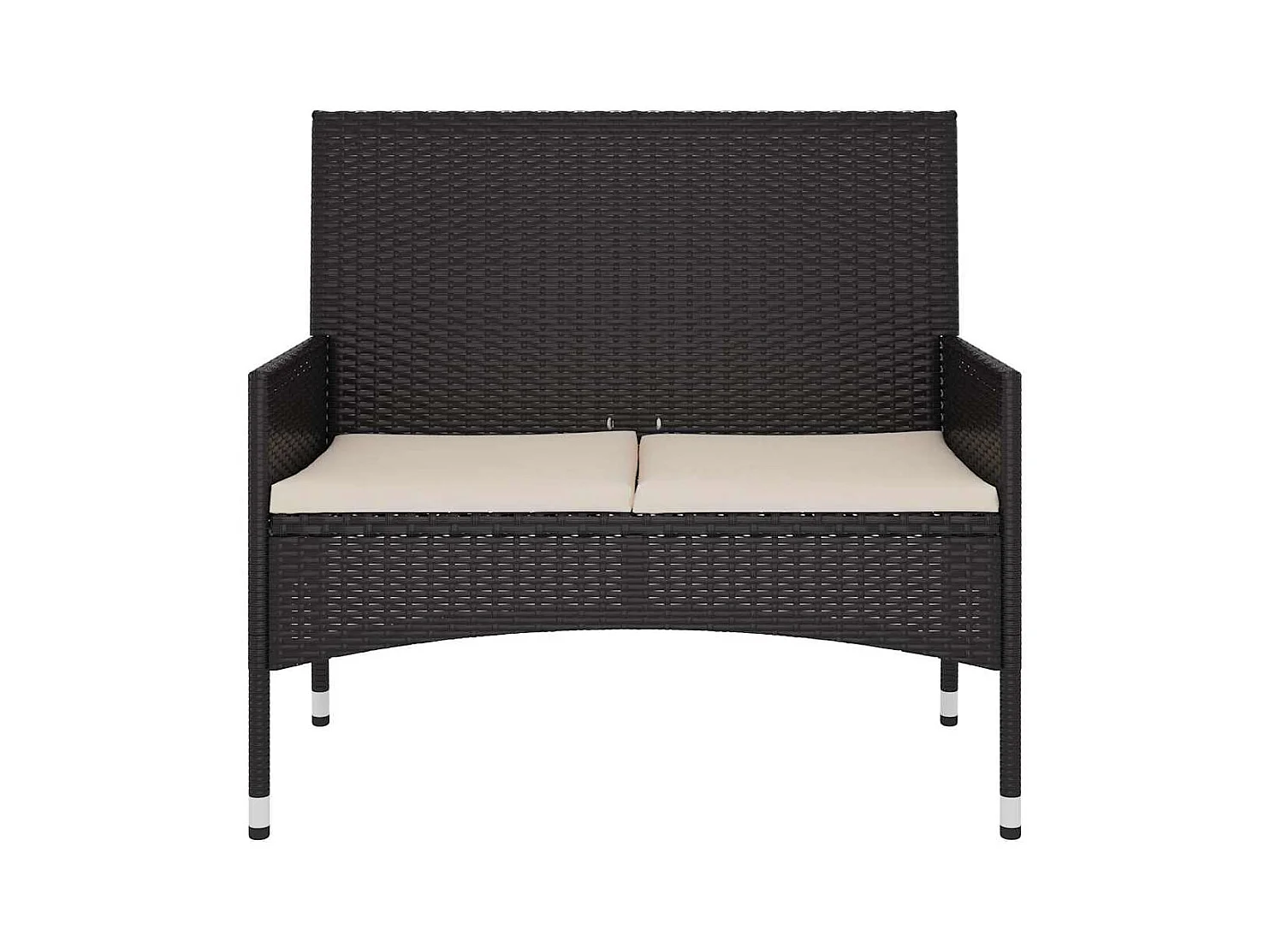 2-zits tuinbank met zwarte rieten kussens