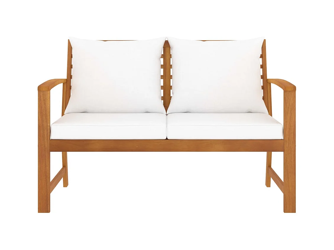 Tuinbank met crèmekleurig kussen 120 cm Massief acaciahout