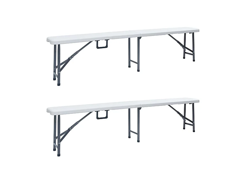 Bancs de jardin pliables lot de 2 180 cm PEHD Blanc