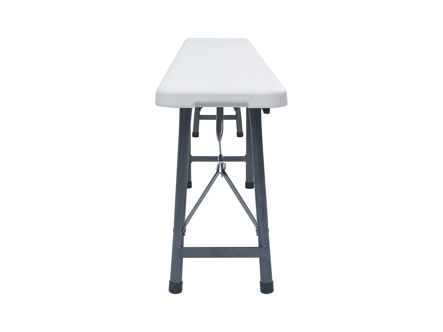 Juego de 2 bancos de jardín plegables de 180 cm HDPE blanco