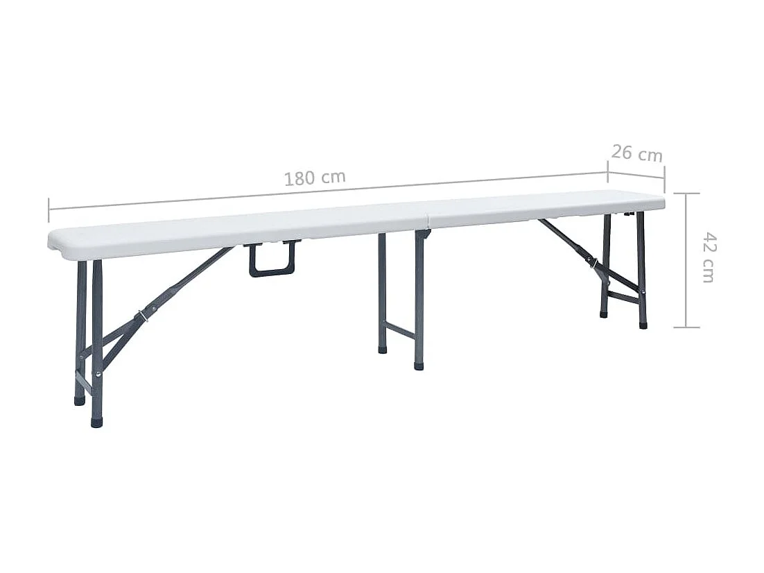 Juego de 2 bancos de jardín plegables de 180 cm HDPE blanco