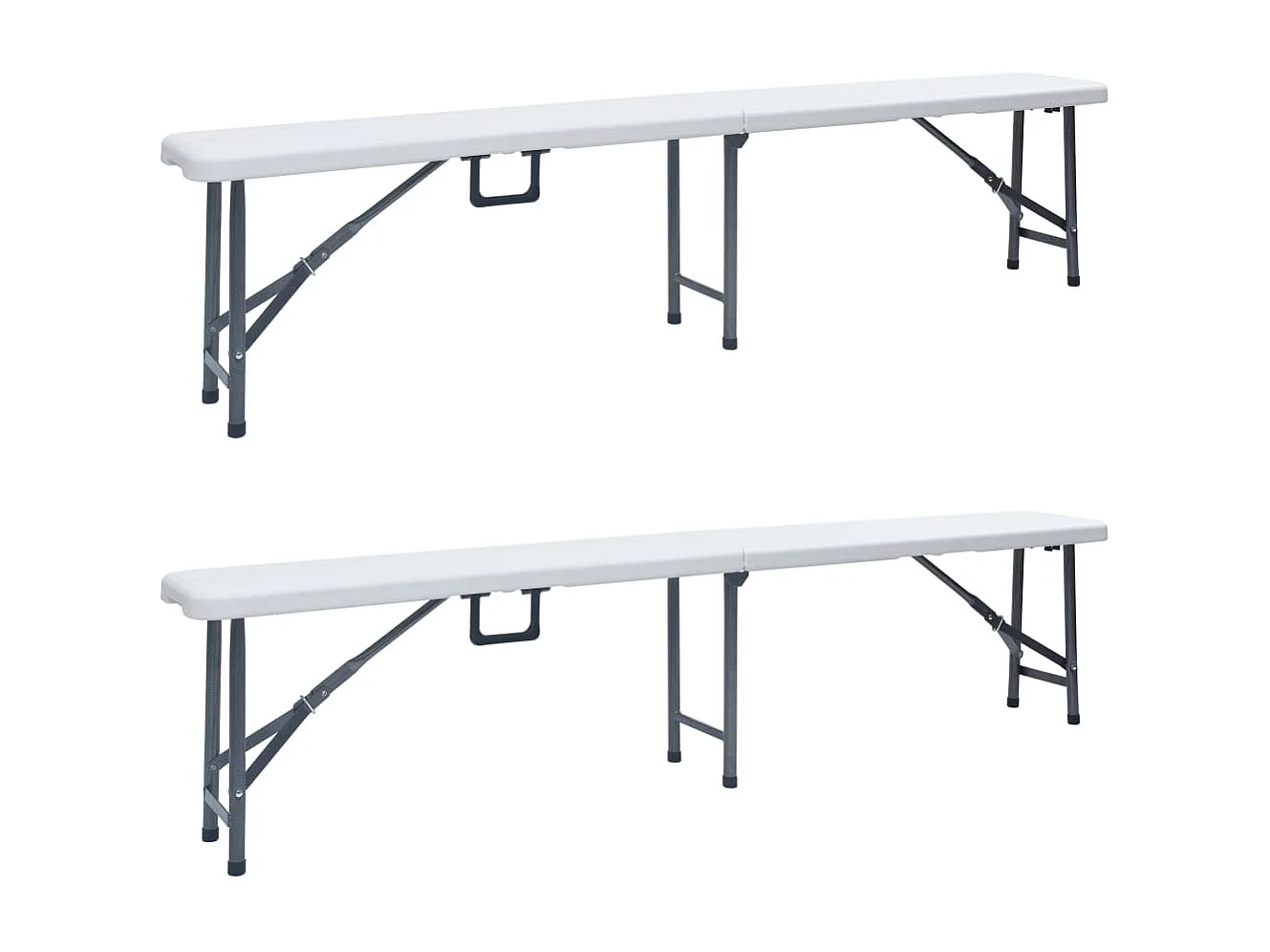 Bancs de jardin pliables lot de 2 180 cm PEHD Blanc