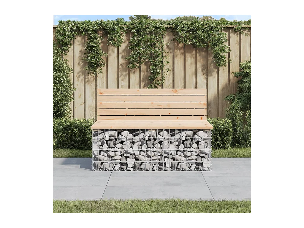 Banco de jardín de diseño gavión 103x70x65 cm madera maciza de pino