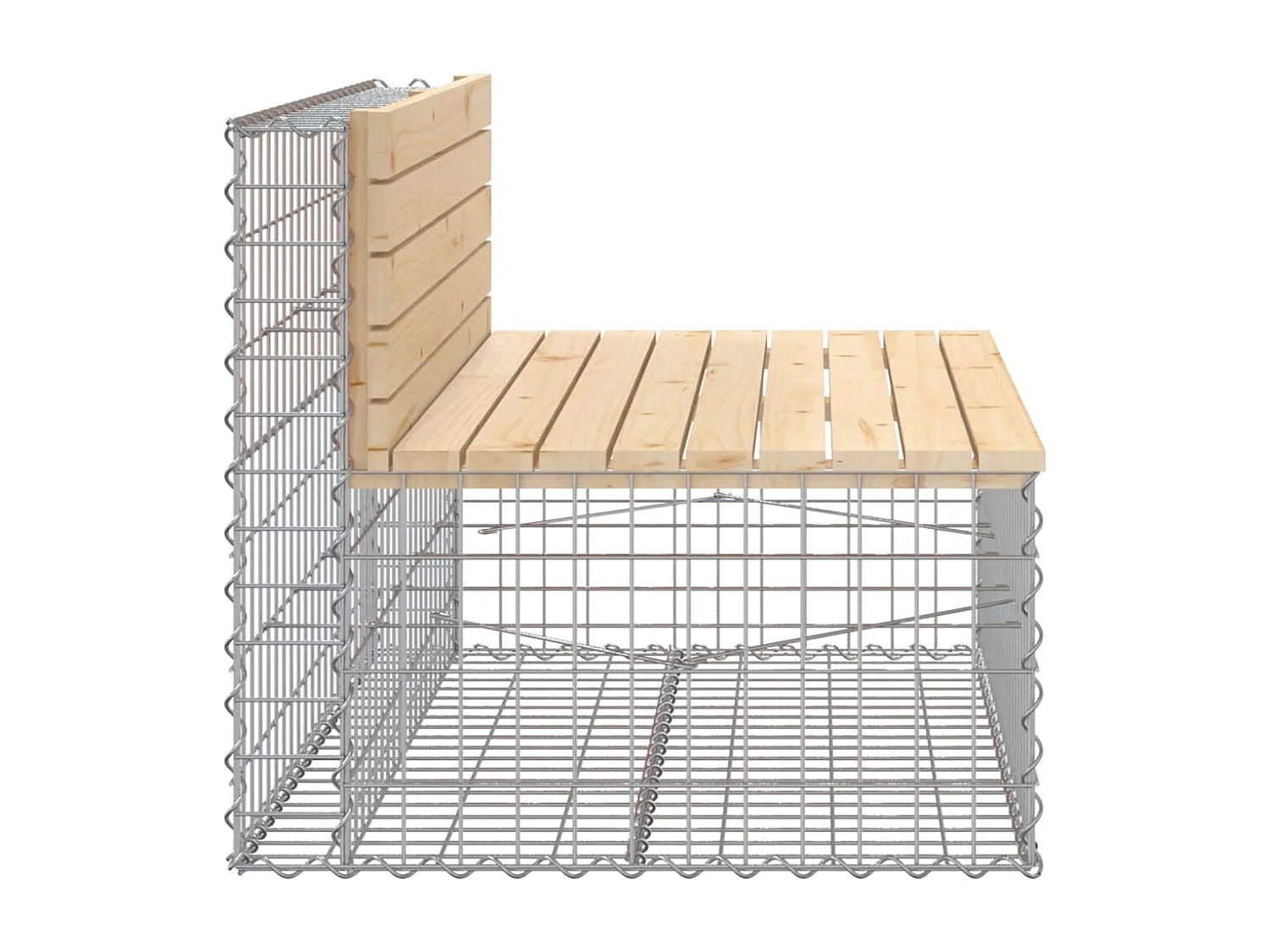 Panca da giardino in gabbione 103x70x65 cm in legno massello di pino