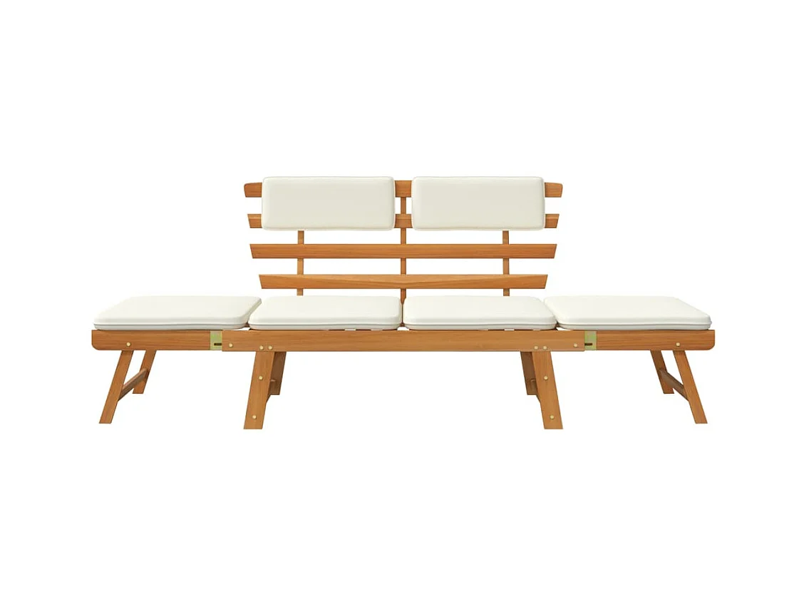 2-in-1 Gartenbank mit Auflagen 190 cm Massivholz Akazie