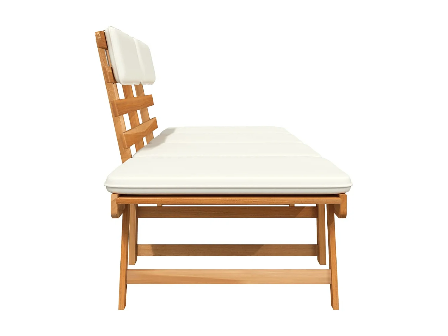 Panca da giardino 2 in 1 con cuscini 190 cm in legno massello di acacia