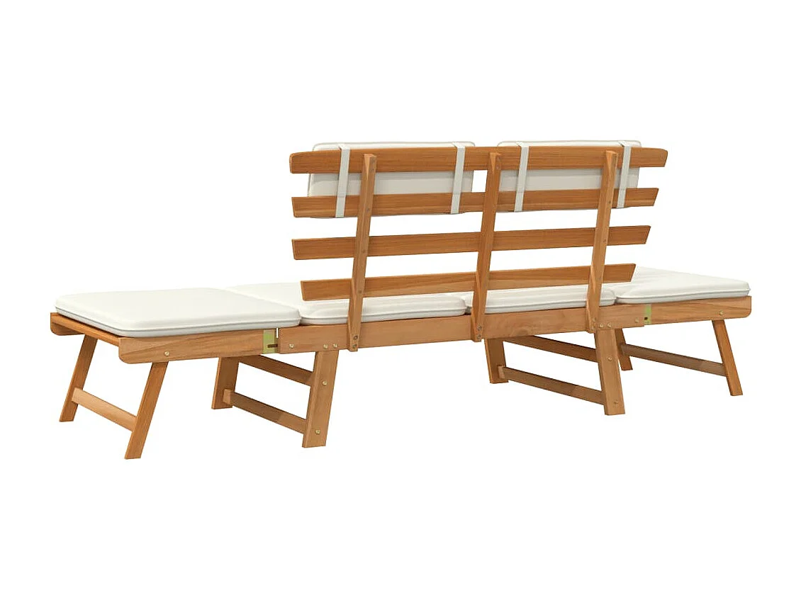 Panca da giardino 2 in 1 con cuscini 190 cm in legno massello di acacia