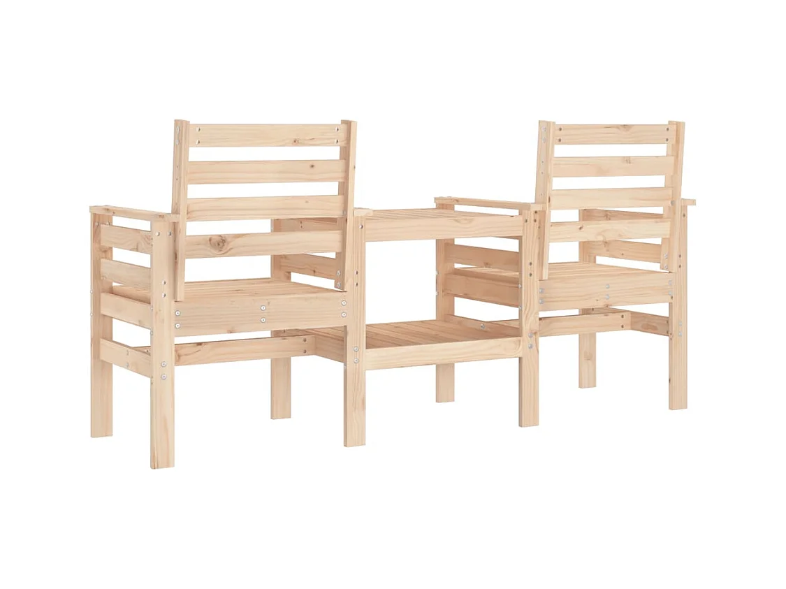 Banco de jardín con mesa de 2 plazas en madera maciza de pino