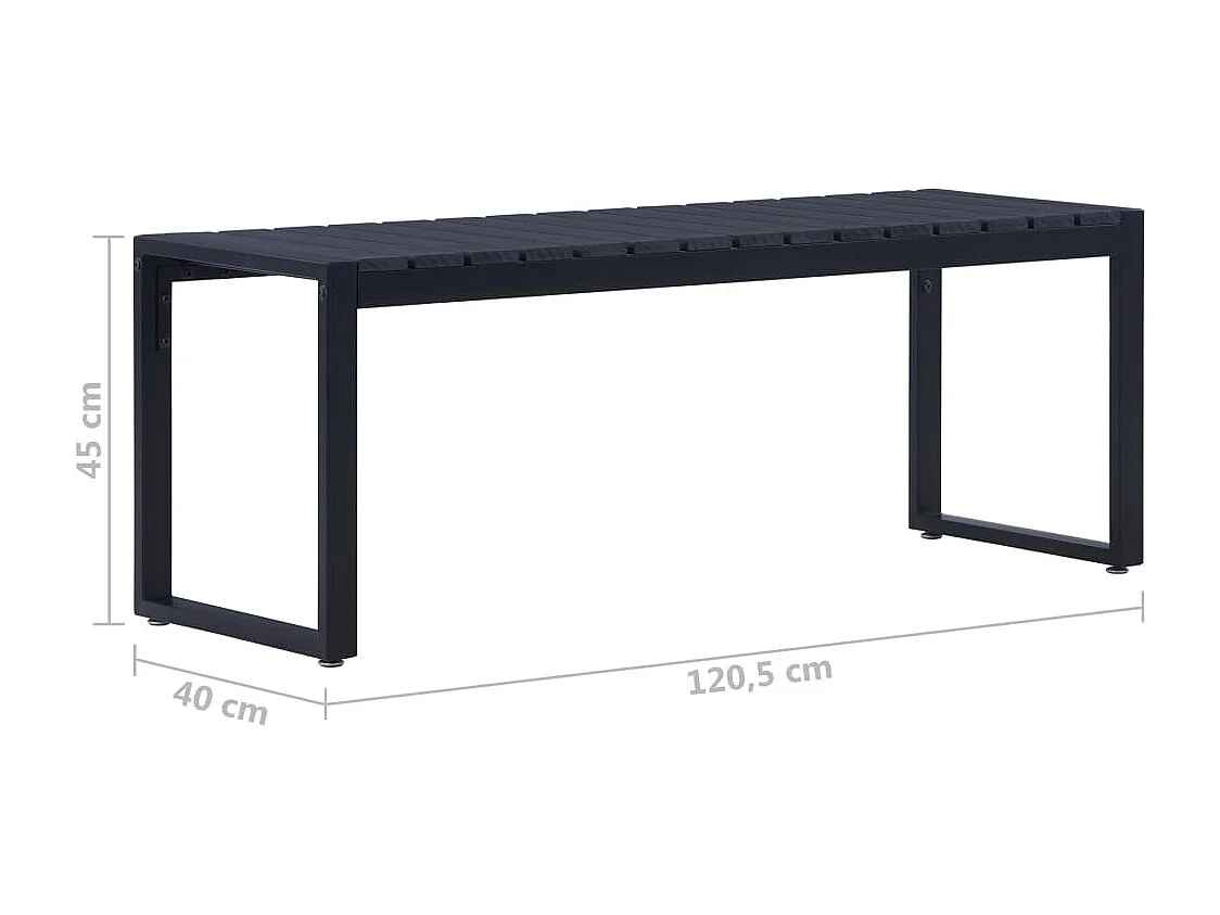 Banco de jardín 120,5 cm Panel PS Negro