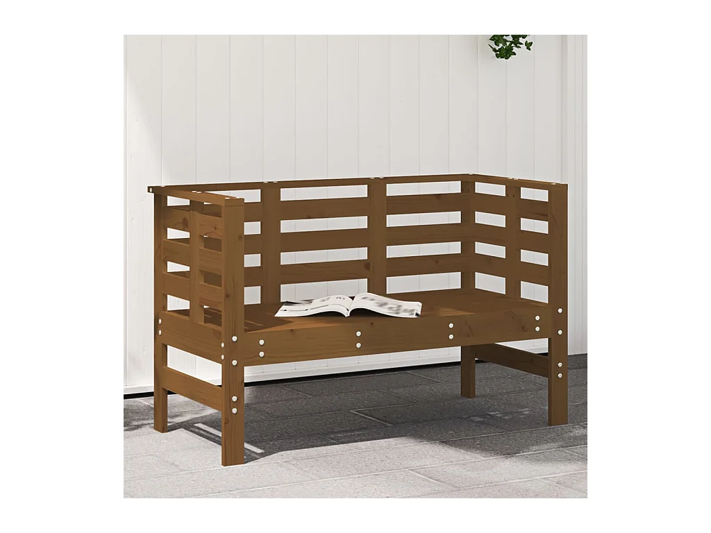 Panca da giardino color miele 111,5x53x71 cm in legno massello di pino