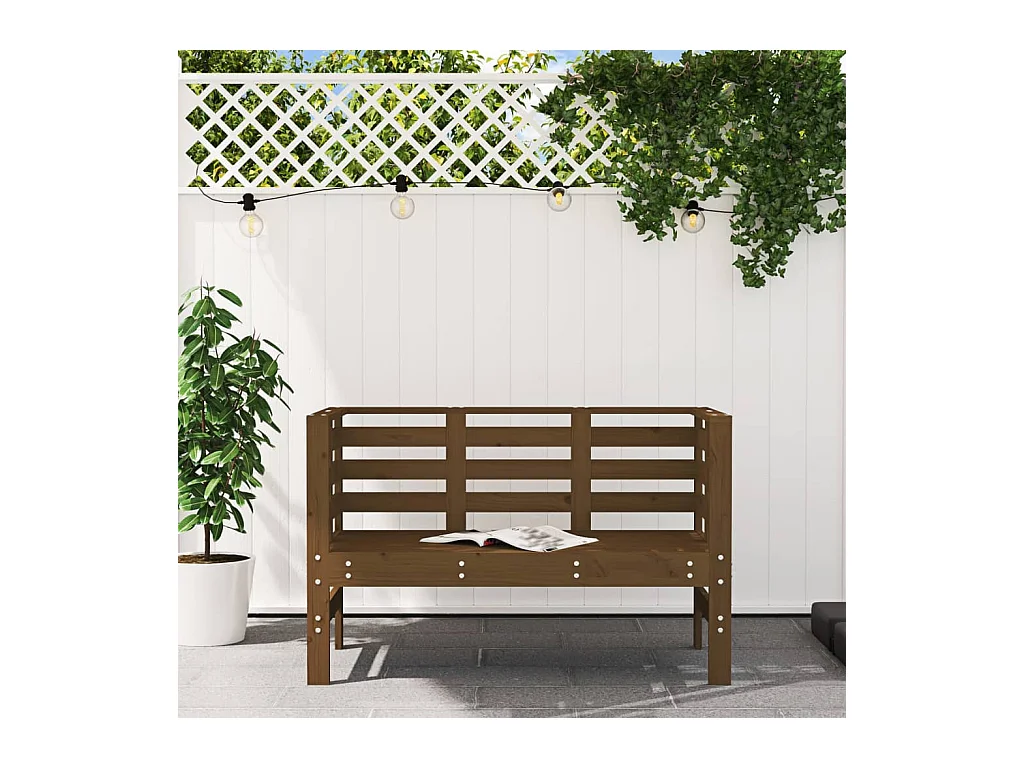 Panca da giardino color miele 111,5x53x71 cm in legno massello di pino