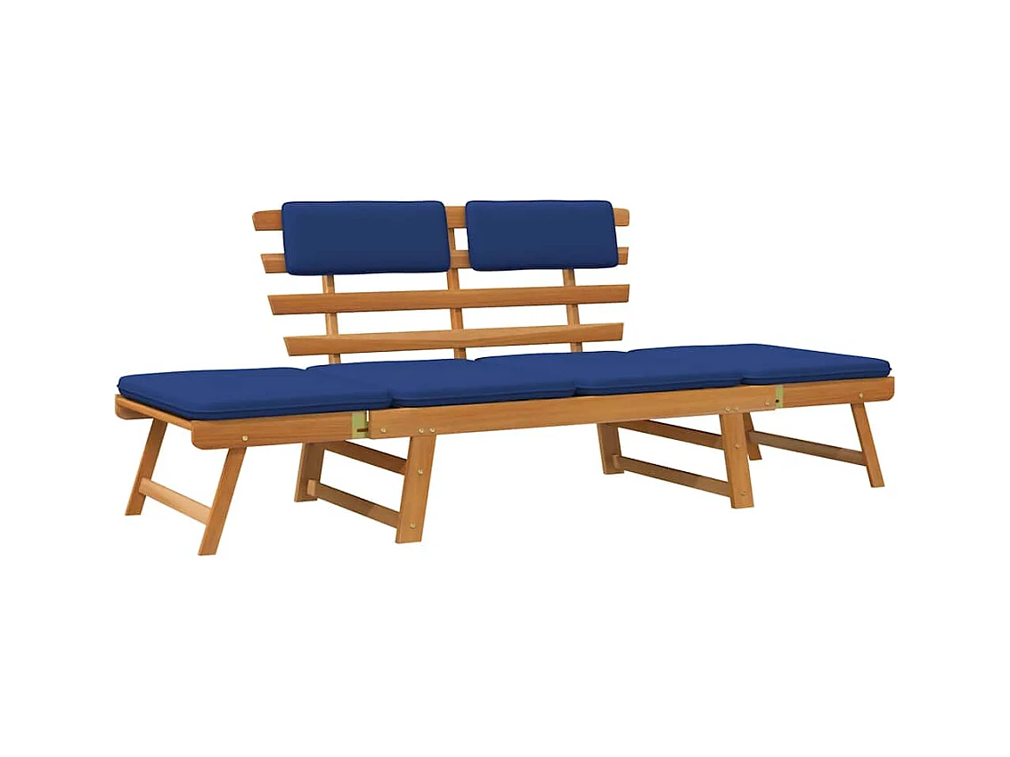 Banc de jardin avec coussins 2-en-1 190 cm Bois solide d'acacia