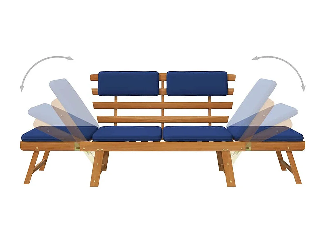 Banc de jardin avec coussins 2-en-1 190 cm Bois solide d'acacia