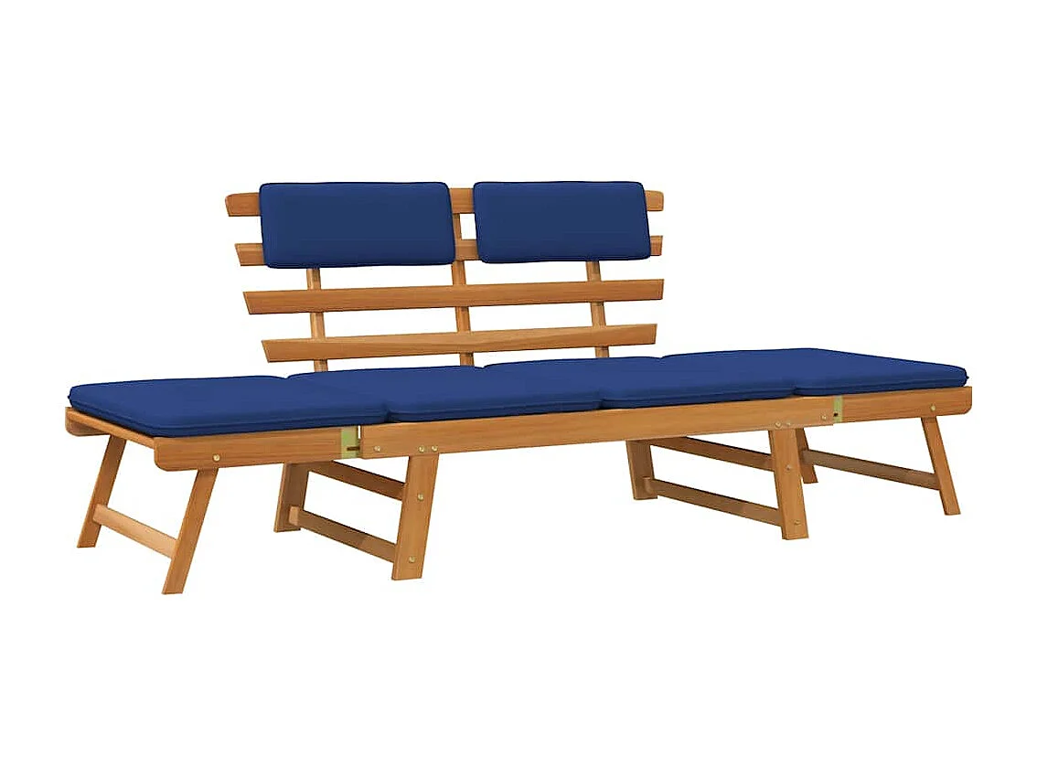 Panca da giardino 2 in 1 con cuscini 190 cm in legno massello di acacia