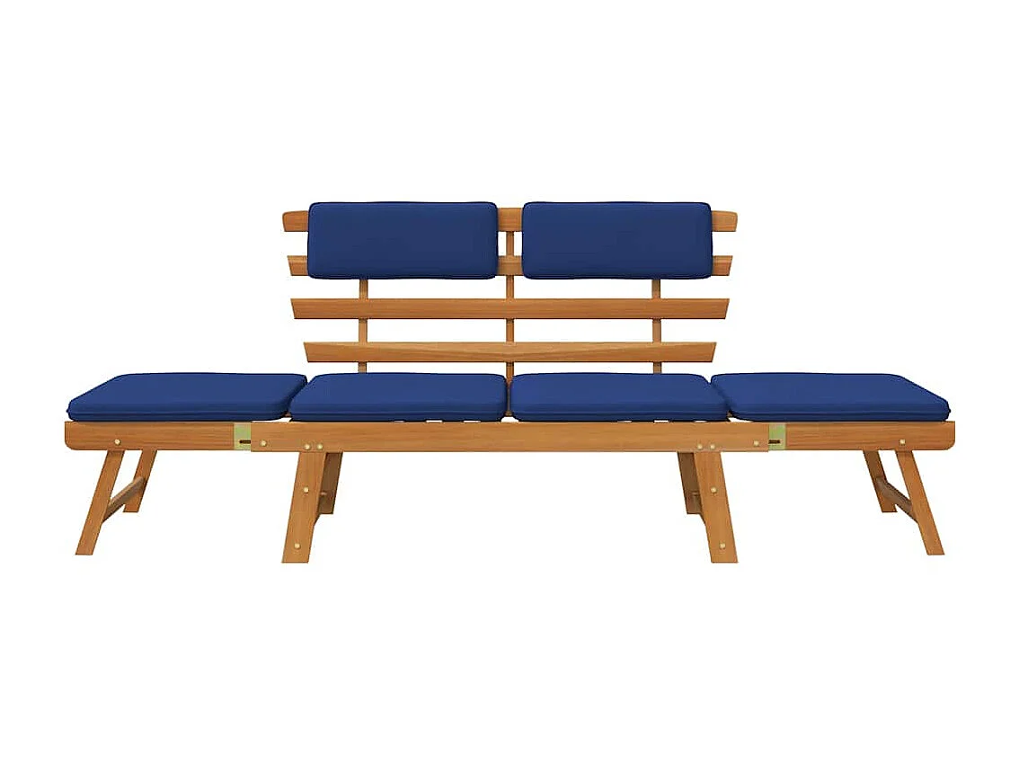 Panca da giardino 2 in 1 con cuscini 190 cm in legno massello di acacia