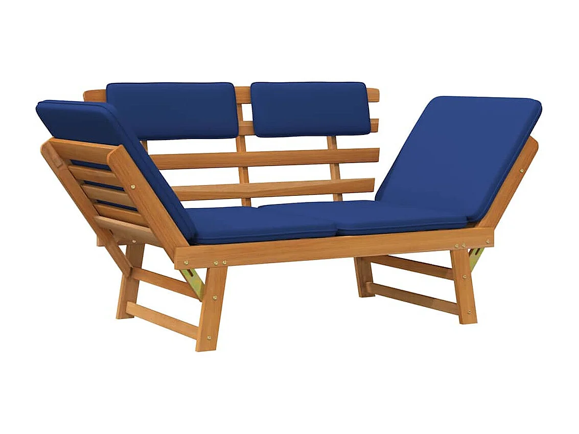 Panca da giardino 2 in 1 con cuscini 190 cm in legno massello di acacia
