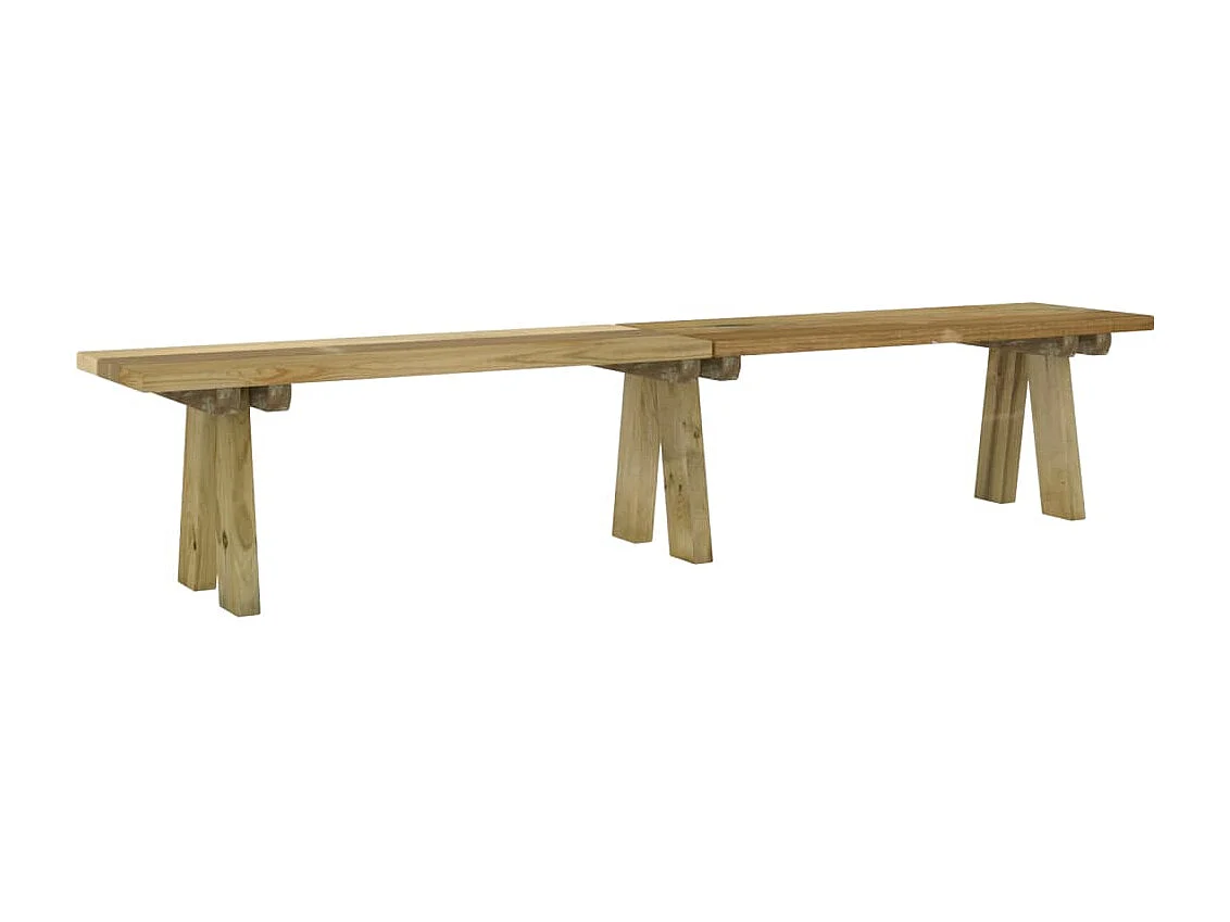 Panca da giardino 220 cm in legno massello di pino impregnato