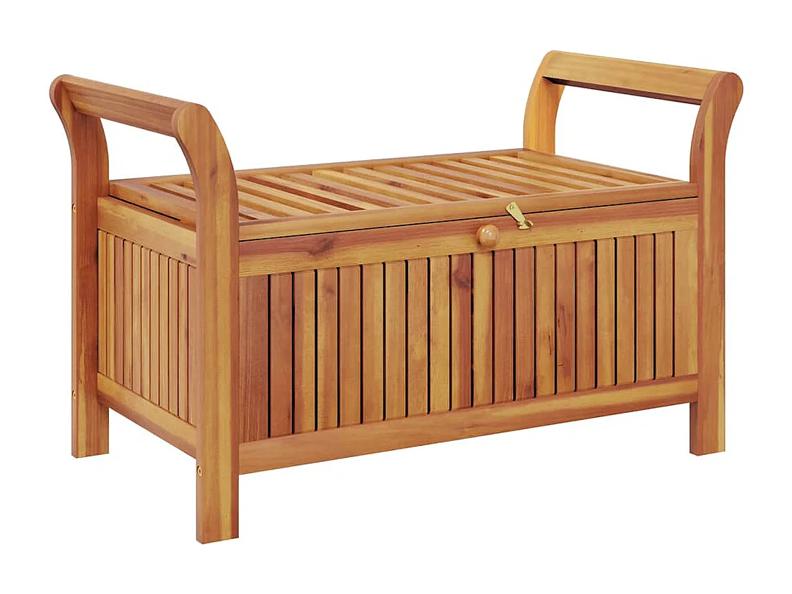 Banco de jardín con almacenaje y cojín 91 cm Madera de acacia