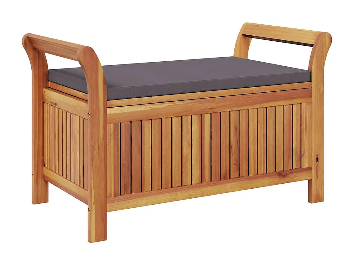 Banco de jardín con almacenaje y cojín 91 cm Madera de acacia