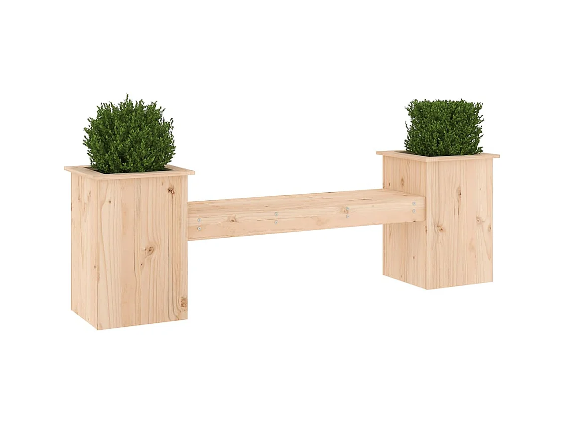 Bank met plantenbakken 184,5x39,5x56,5 cm massief grenenhout
