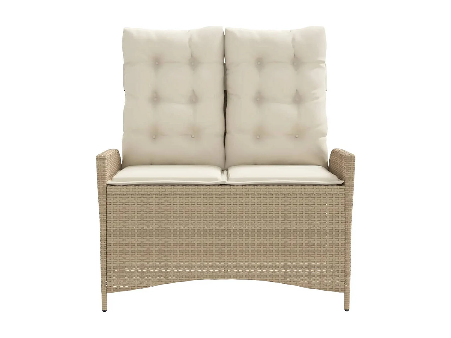 Panca da giardino reclinabile con cuscini in vimini di resina beige