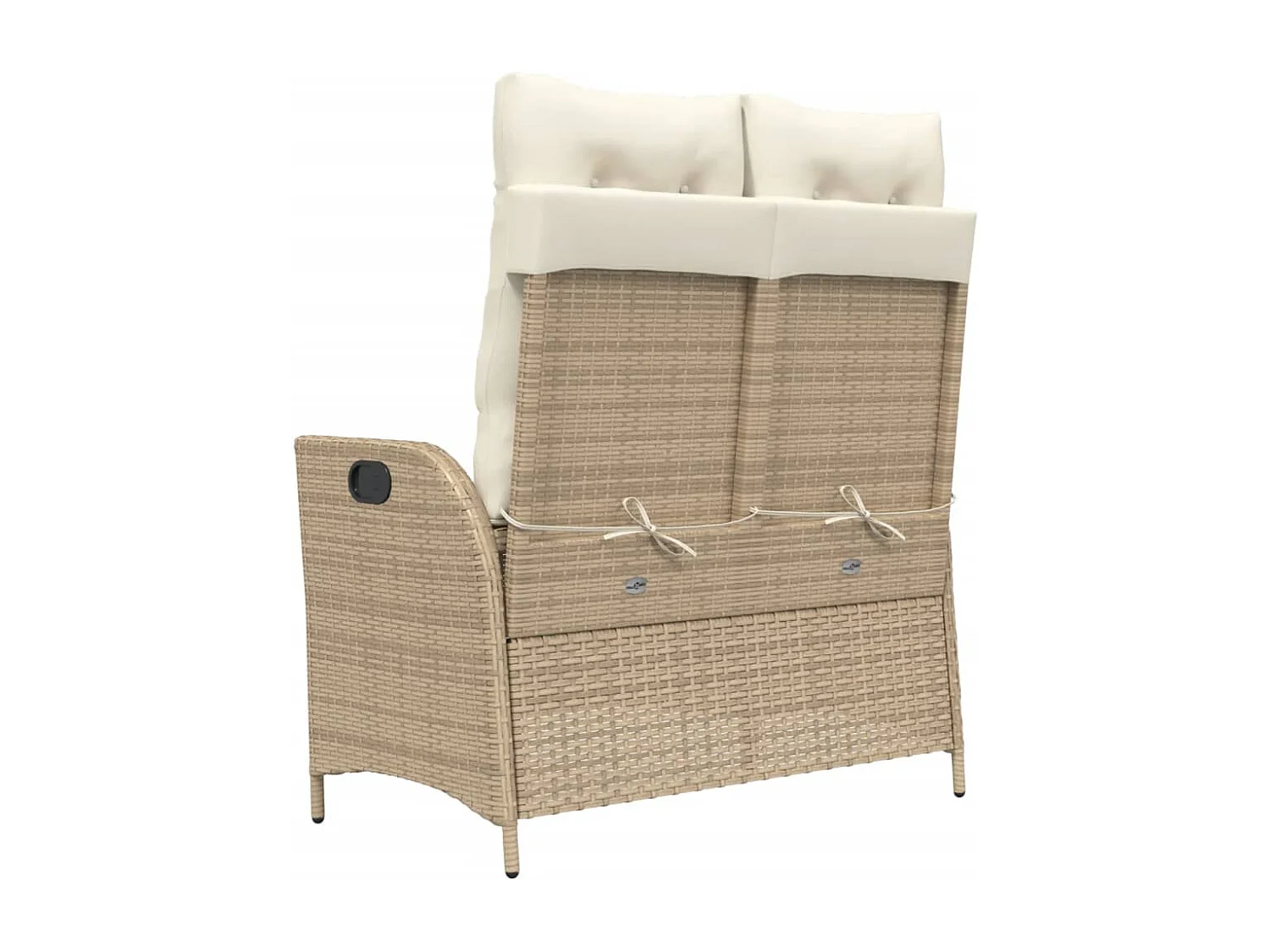 Panca da giardino reclinabile con cuscini in vimini di resina beige