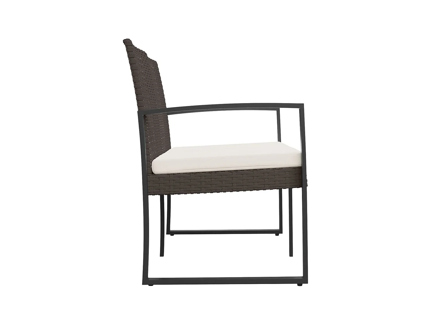 2-Sitzer-Gartenbank mit braunen PP-Rattankissen