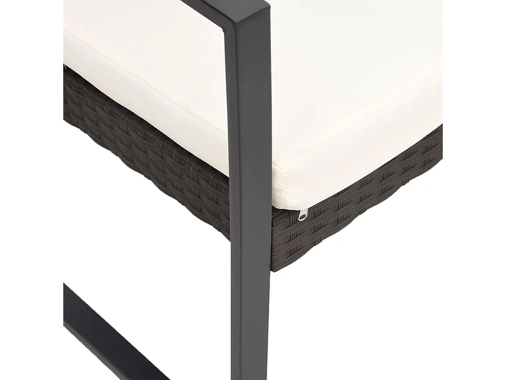 Panca da giardino a 2 posti con cuscini in rattan PP marrone