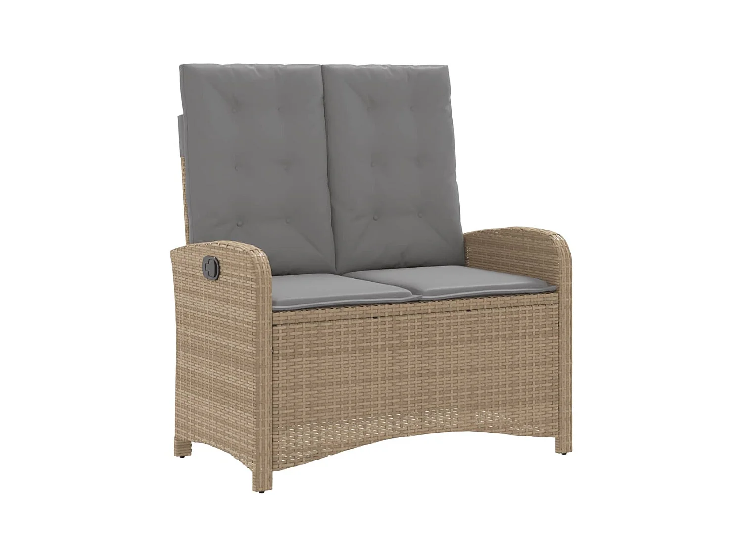 Banco de jardín reclinable con cojines de mimbre de resina beige