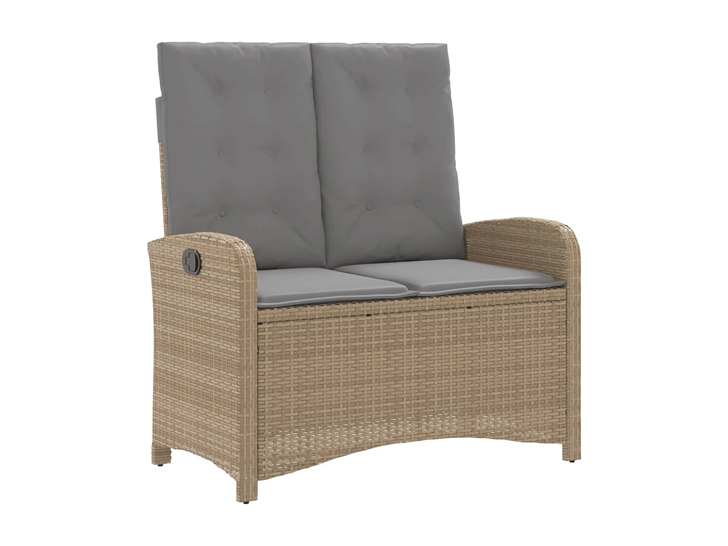 Panca da giardino reclinabile con cuscini in vimini di resina beige