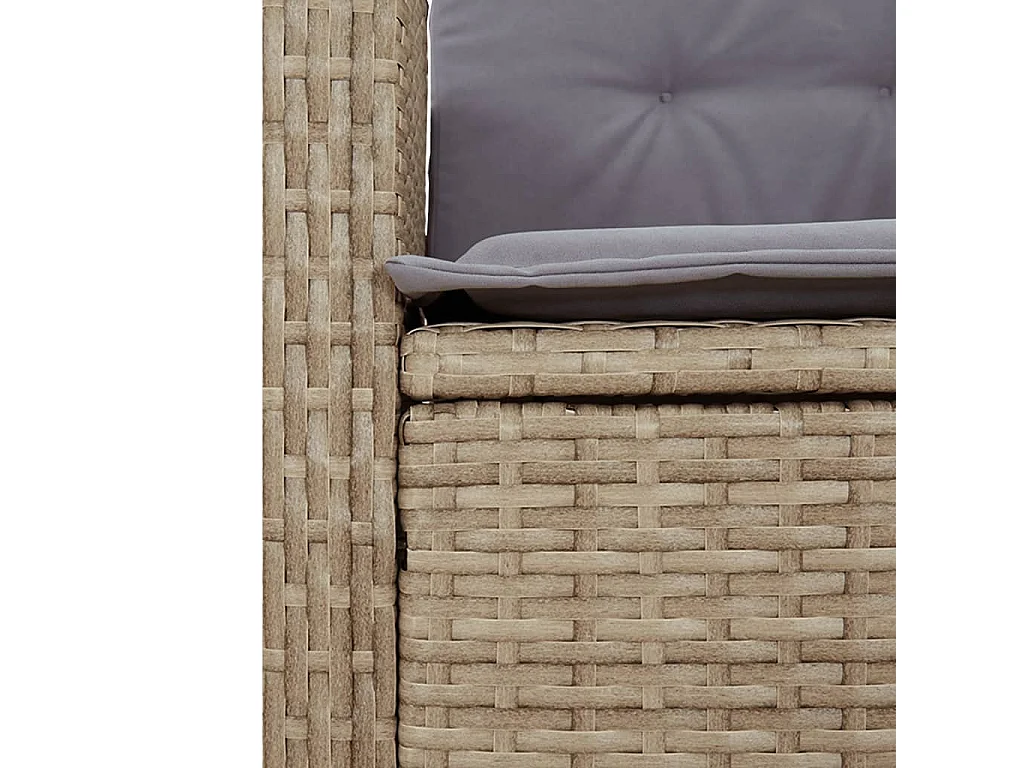 Panca da giardino reclinabile con cuscini in vimini di resina beige