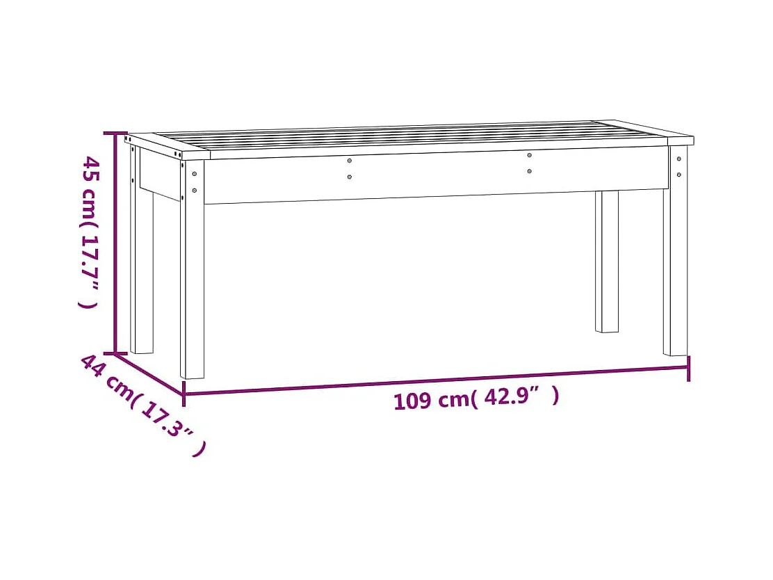 Banco de jardín 109x44x45 cm madera maciza de abeto Douglas