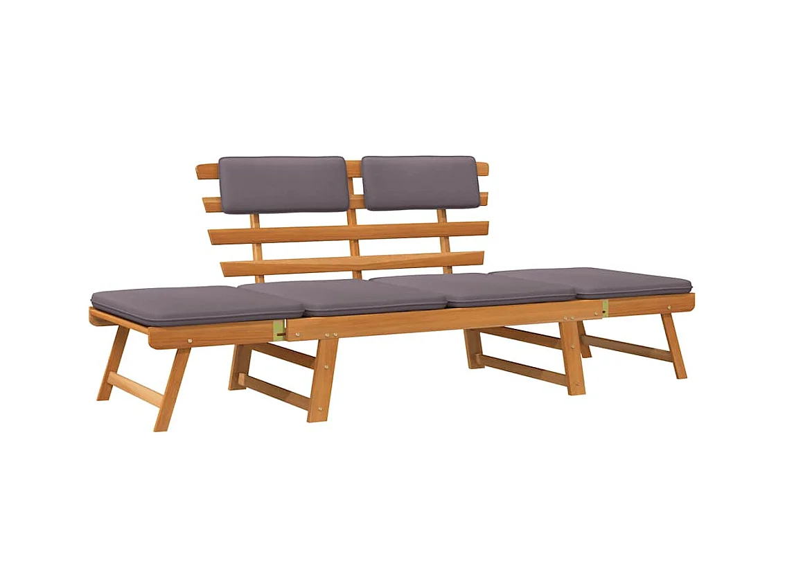2-in-1 Chaise Longue met kussen 190 cm Massief acaciahout